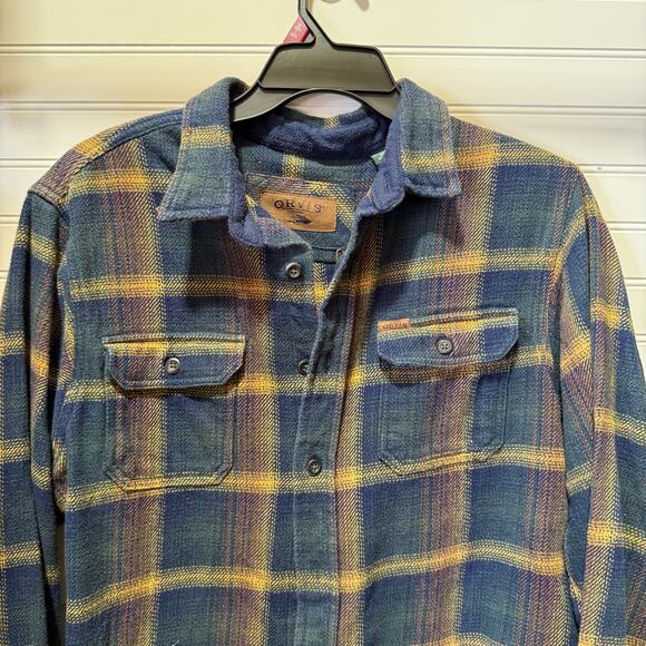 Orvis Plaid Flannel Button Down Shirt W/Side Pockets Size L - Picture 3 of 12